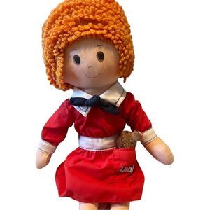 Vintage 1977 Knickerbocker Little Orphan Annie With Sandy Dog Rag Doll Size 16"